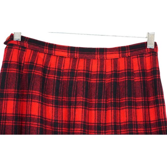 Vintage Pendleton Skirt Wool Pleated Plaid Red Black School Girl Turnabout Midi - Picture 4 of 9